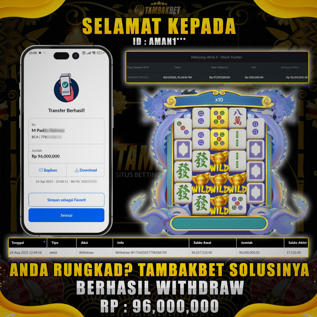 BUKTI JACKPOT MAIN DI MAHJONG WINS 3 BLACK SCATTER