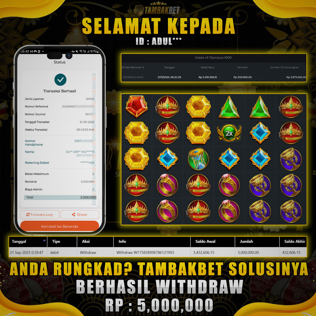 BUKTI JP MEMBER TAMBAKBET MAIN DI OLYMPUS 1000