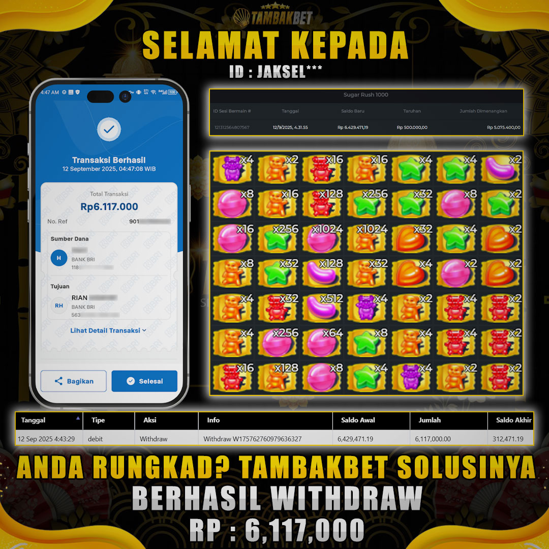 BUKTI JP SLOT SUGAR RUSH 1000 TAMBAKBET