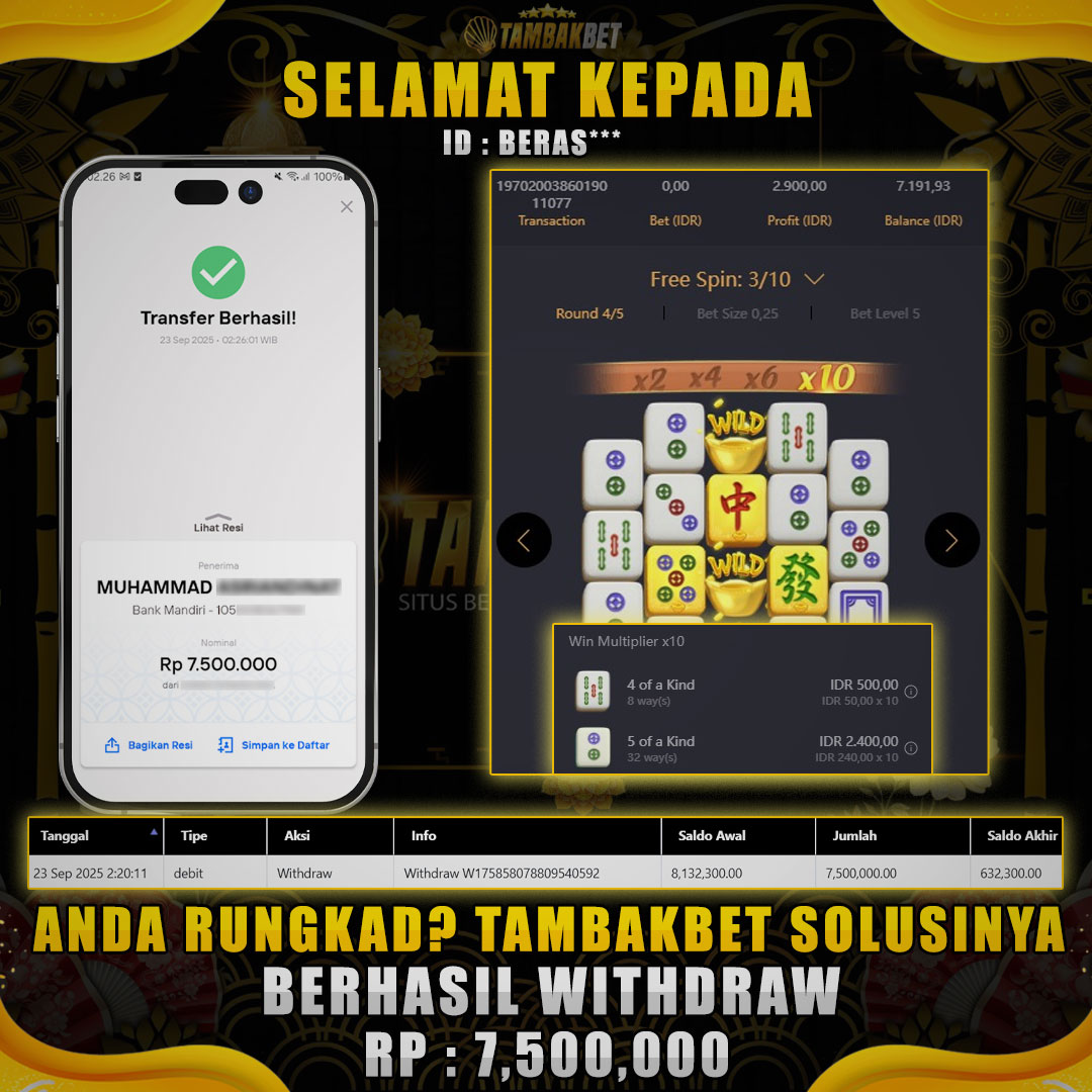 BUKTI JP MEMBER TAMBAKBET MAHJONG WAYS GACOR ABIESS