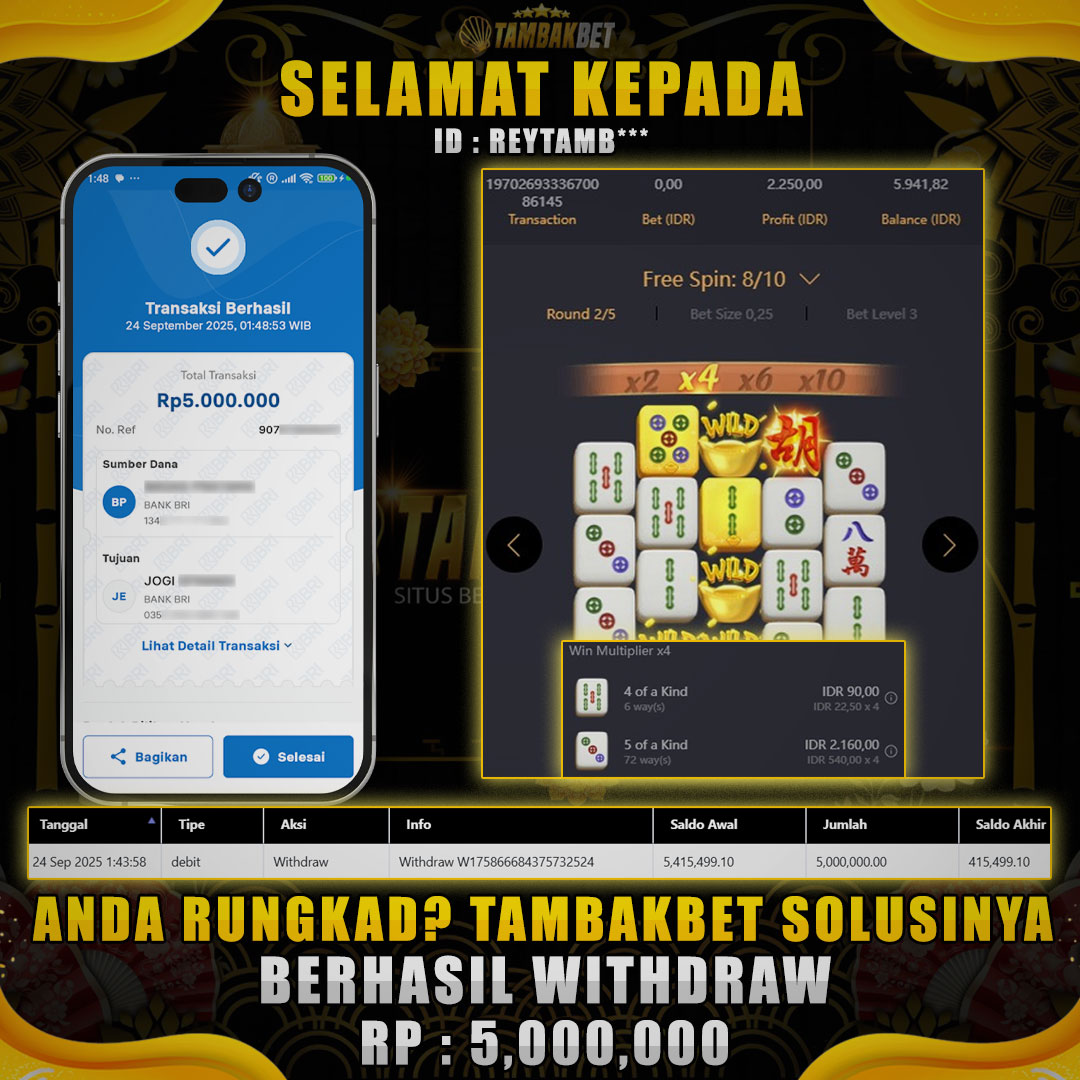 BUKTI JP TAMBAKBET DI GAMES MAHJONG WAYS LAMPU KAKA