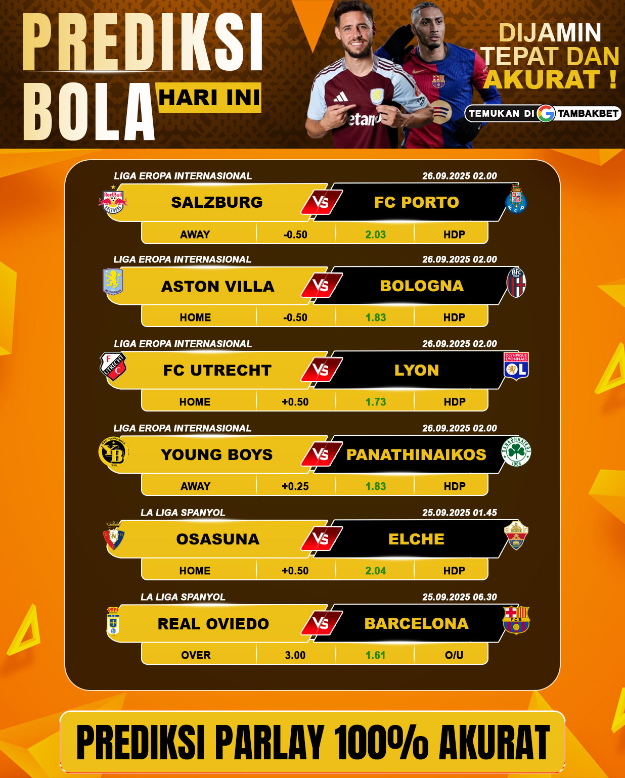 PREDIKSI PARLAY TANGGAL 26 SEPTEMBER 2025 PASTI AKURAT