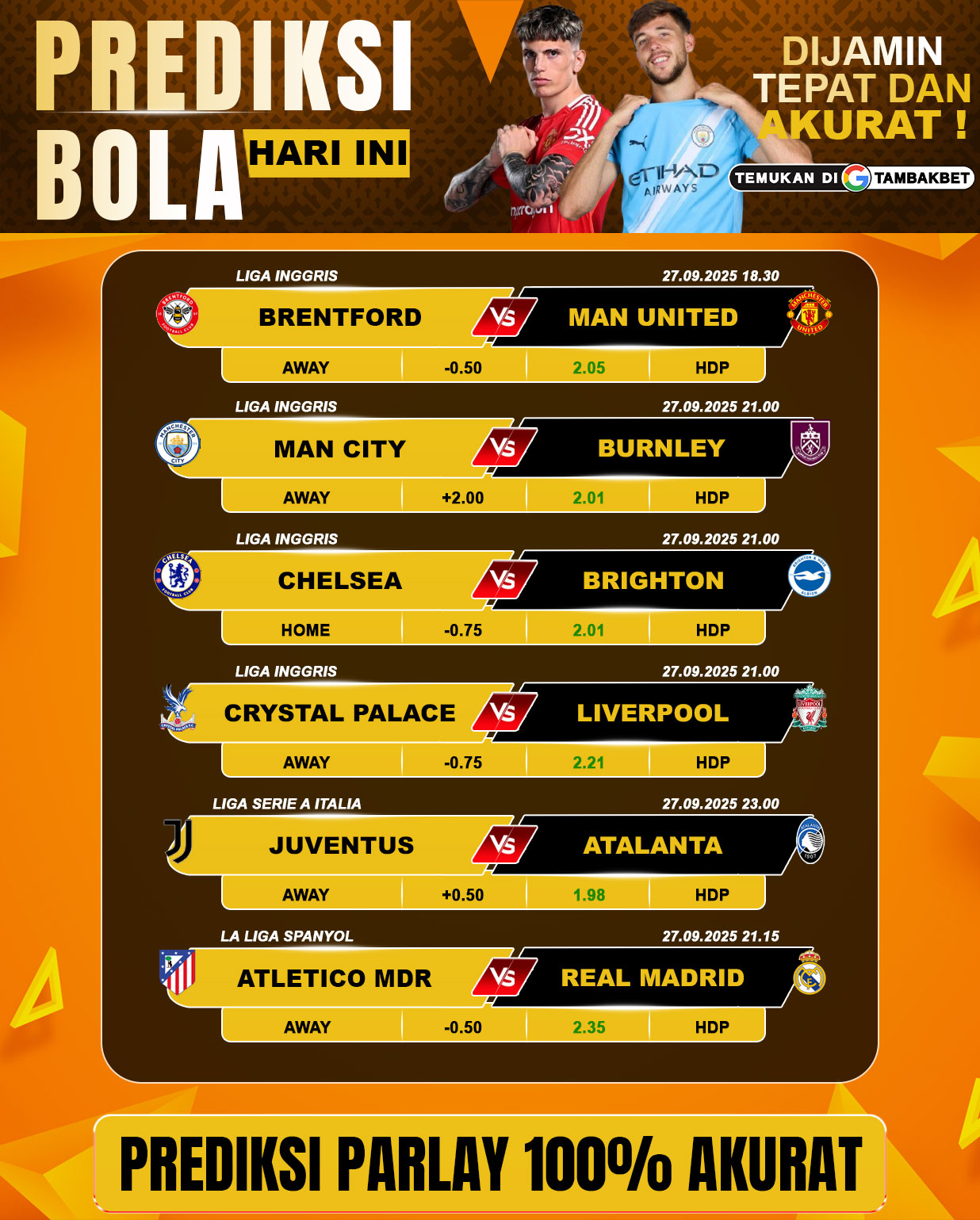 PREDIKSI PARLAY TANGGAL 27 SEPTEMBER 2025 PASTI AKURAT