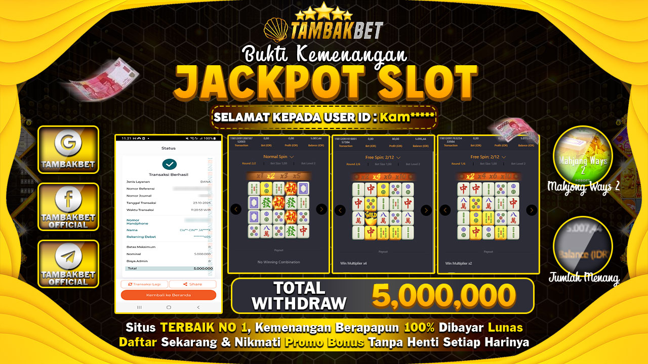 BUKTI JP TAMBAKBET SLOT MAHJONG WAYS 2 BESAR CUAN NYA