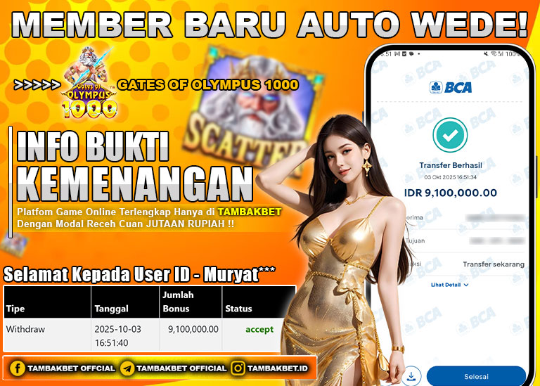 BUKTI JP TAMBAKBET GATES OF OLYMPUS 1000 MEMANAS SORE INI