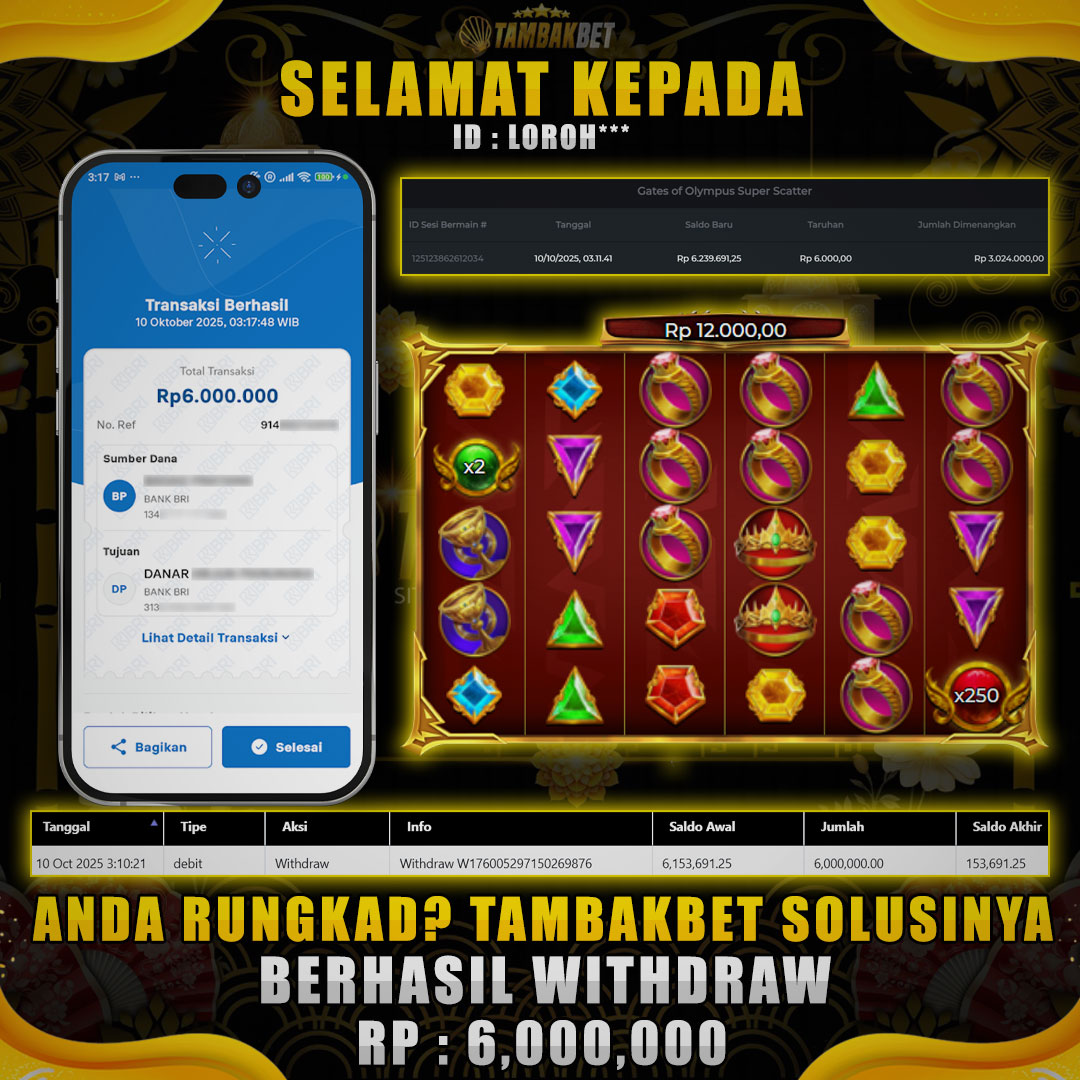 BUKTI JP MEMBER TAMBAKBET BERMAIN DI GATES OF OLYMPUS SUPER SCATTER TIDAK ADA 2 NYA
