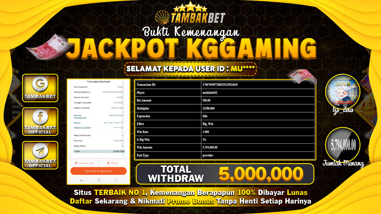 BUKTI JACKPOT MEMBER TAMBAKBET BET 100 PERAK TEMBUS X11588