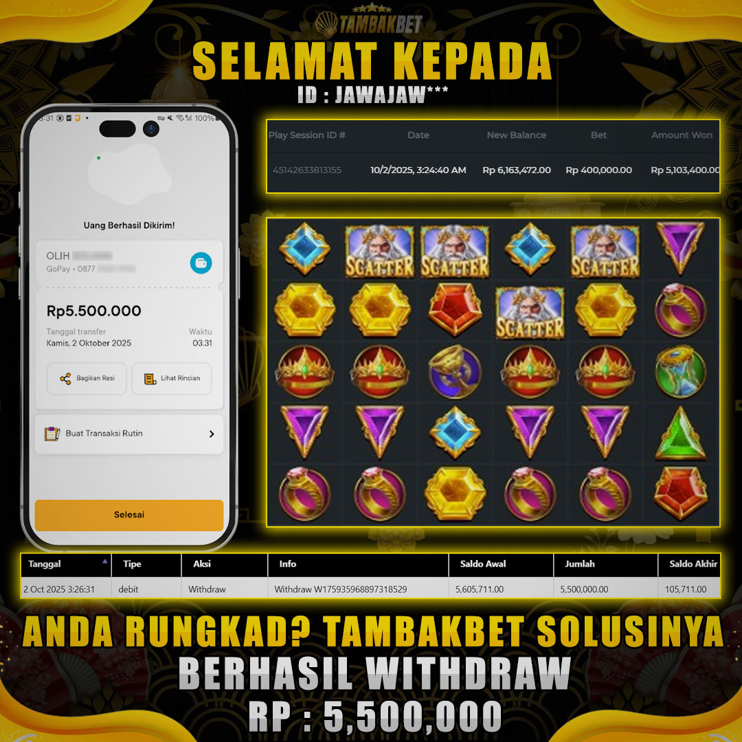BUKTI JP MEMBER TAMBAKBET DI PAPA ZEUS 1000