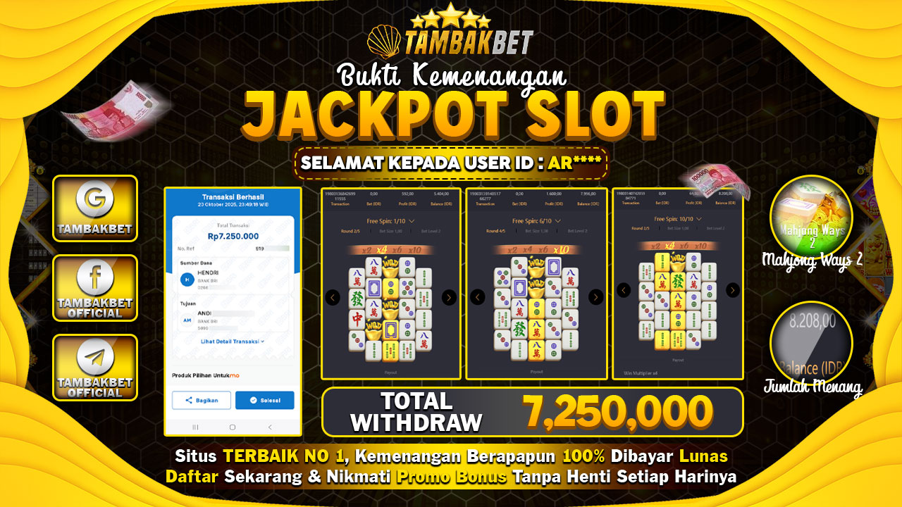 BUKTI JP MEMBER TAMBAKBET SLOT MAHJONG WAYS 2 MENGAMUK MALAM INI