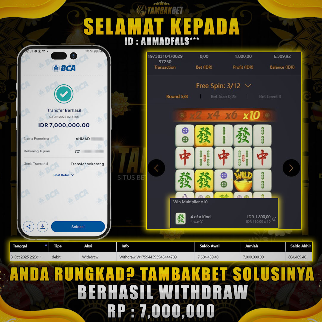 BUKTI JP MEMBER TAMBAKBET MAHJONG WAYS MUDAH JEPE