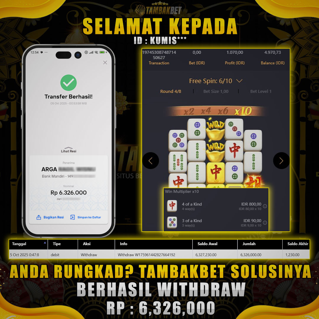 BUKTI JP MEMBER TAMBAKBET MAHJONG WAYS GACOR SETIAP HARI