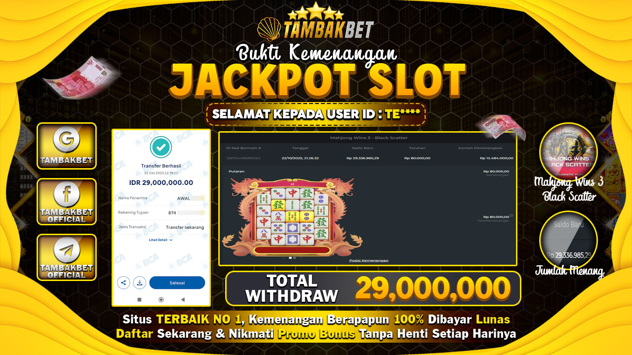 BUKTI JACKPOT MAIN DI MAHJONG WINS 3 TEMBUS X 10