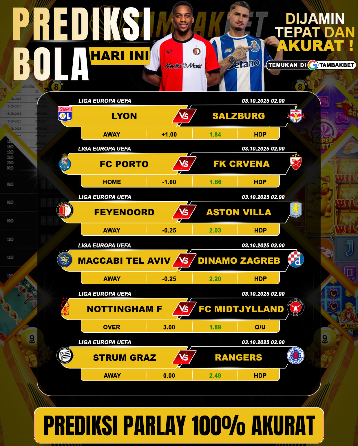 PREDIKSI PARLAY TAMBAKBET TANGGAL 3 OKTOBER PASTI TEMBUS