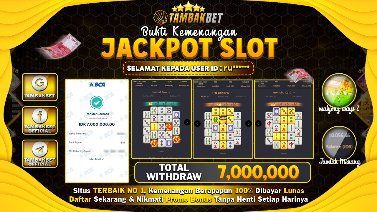 BUKTI JACPOT DI TAMBAKBBET PAGI INI LUAR BIASA