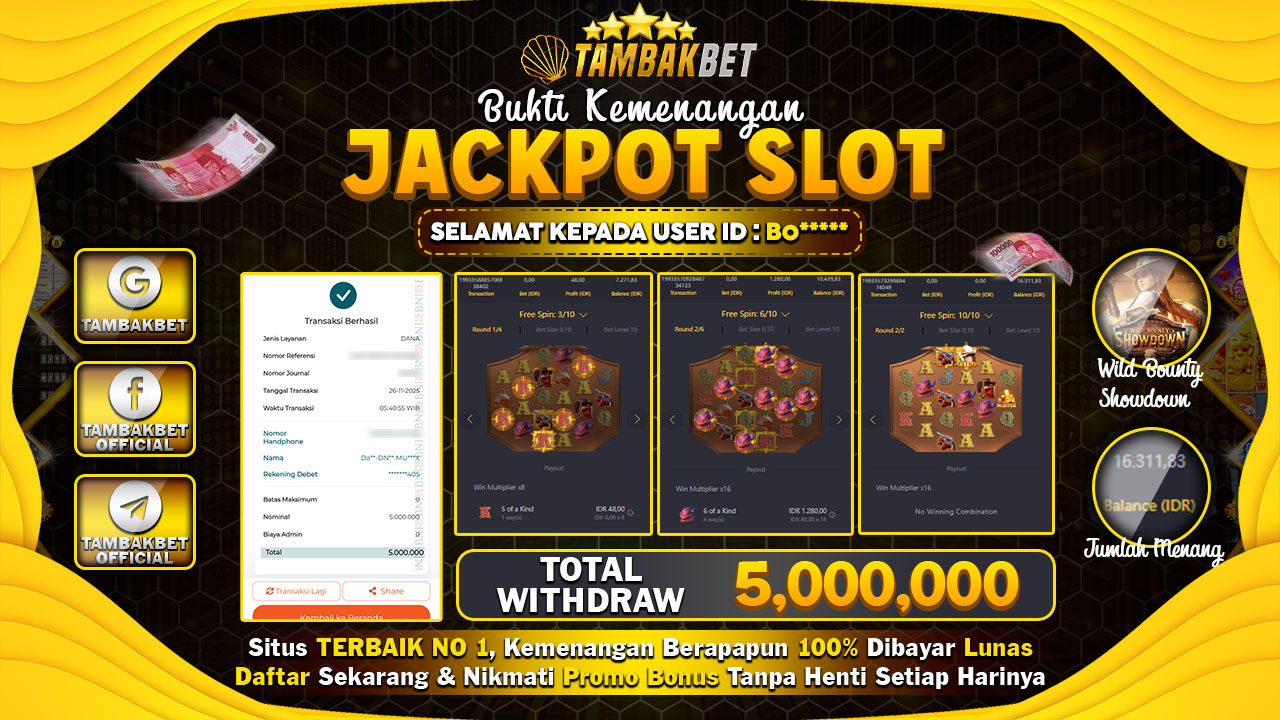 BUKTI JACKPOT YANG NYATA HANYA MAIN DI TAMBAKBET