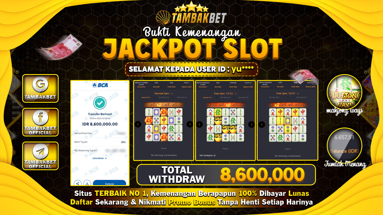 GILA HASIL JACKPOT NYA BERKALI KALI DI TAMBAKBET