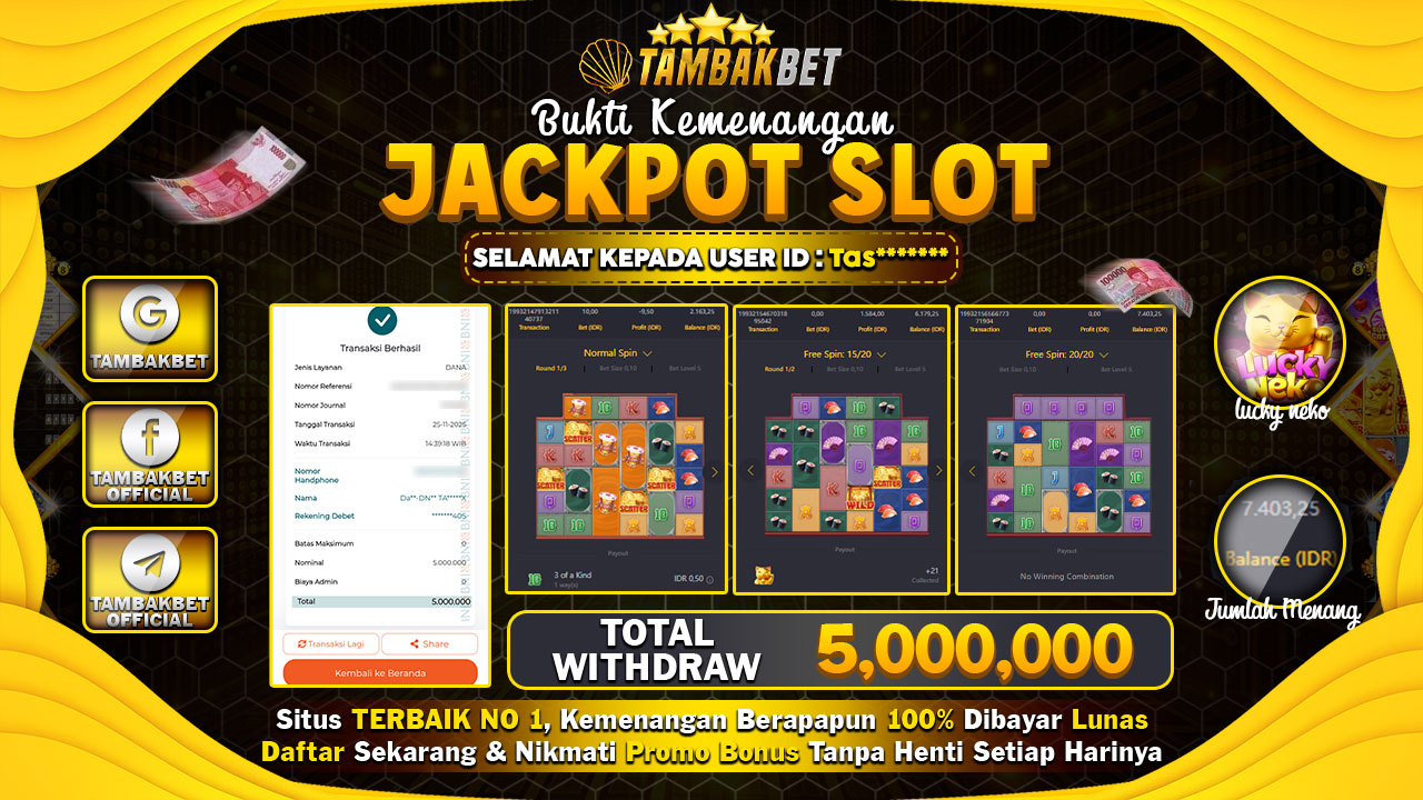 BUKTI JACKPOT MAIN DI TAMBAKBET HASIL SORE INI