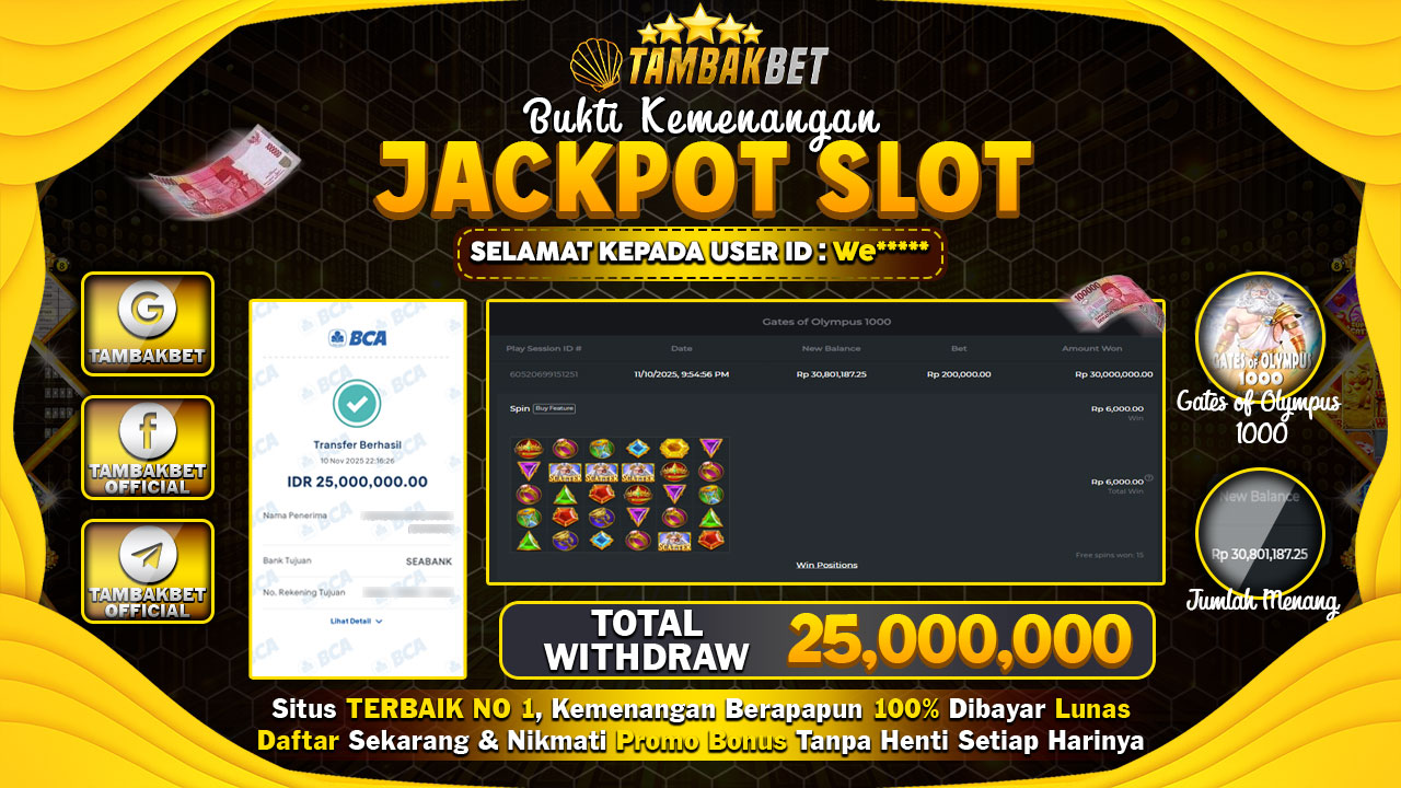 TIDAK DI RAGUKAN LAGI JACKPOT NYA MAIN DI TAMBAKBET