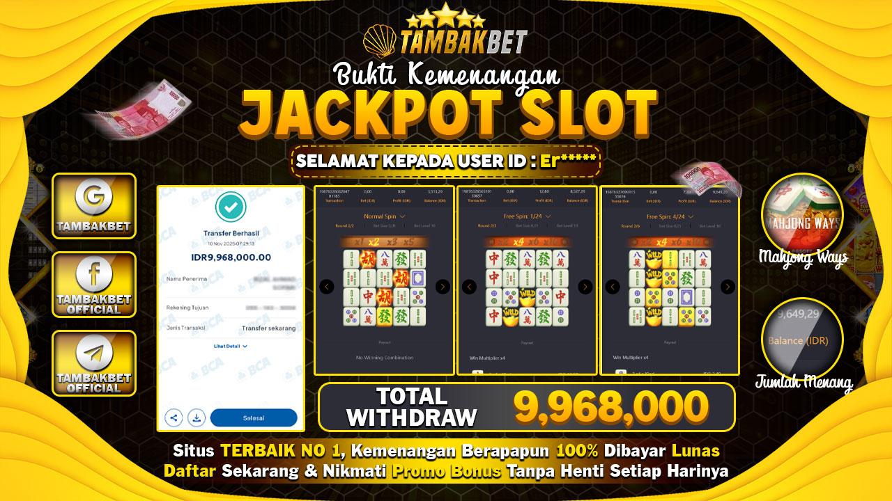 JACKPOT NYA LUAR BIASA BERMAIN SORE INI DI TAMBAKBET